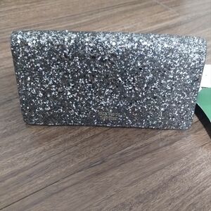Kate Spade Black and Silver Glitter Clutch